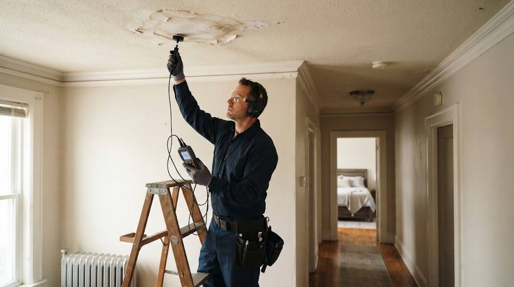 Sub-slab pipe detection on concrete floor for slab leak detection Monroe Township NJ